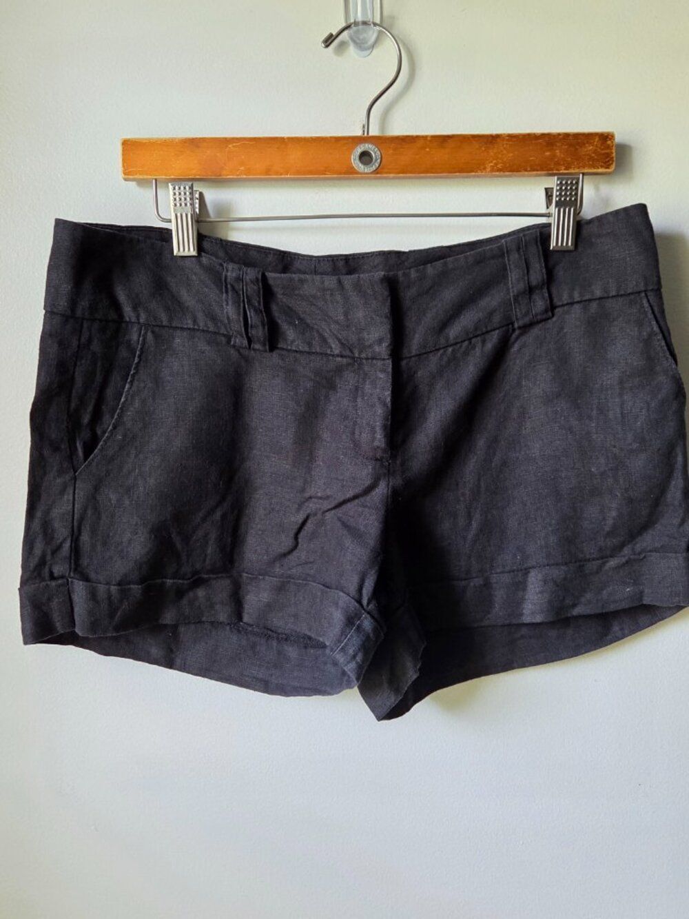 EUC FOREVER21 XXI BLACK LINEN SHORTS LOW RISE SIZE LARGE